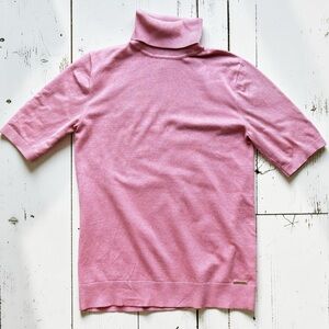 Anne Klein Coral Pink Short Sleeve Turtleneck Sweater Top Size M